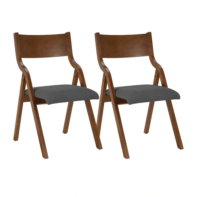 Sillas de comedor plegables tapizadas de 2 piezas, sillas de madera que ahorran espacio - Paquete de 2