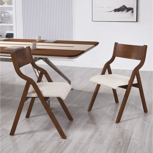 Sillas de comedor plegables tapizadas de 2 piezas, sillas de madera que ahorran espacio - Paquete de 2
