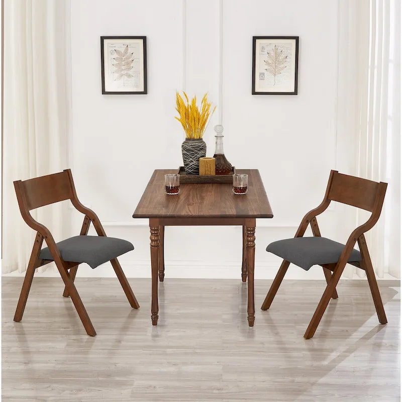 Sillas de comedor plegables tapizadas de 2 piezas, sillas de madera que ahorran espacio - Paquete de 2
