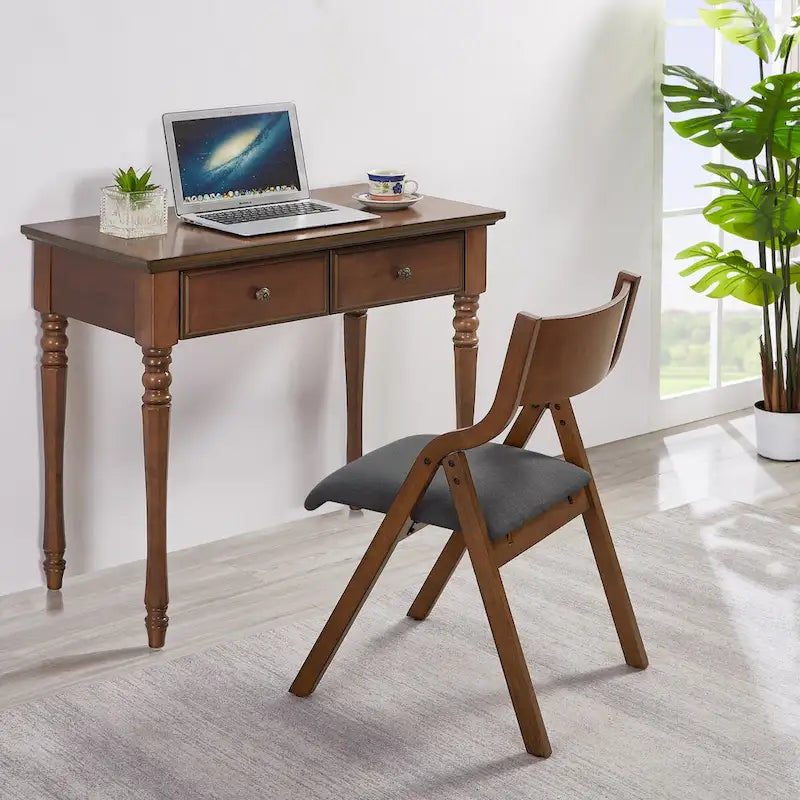 Sillas de comedor plegables tapizadas de 2 piezas, sillas de madera que ahorran espacio - Paquete de 2