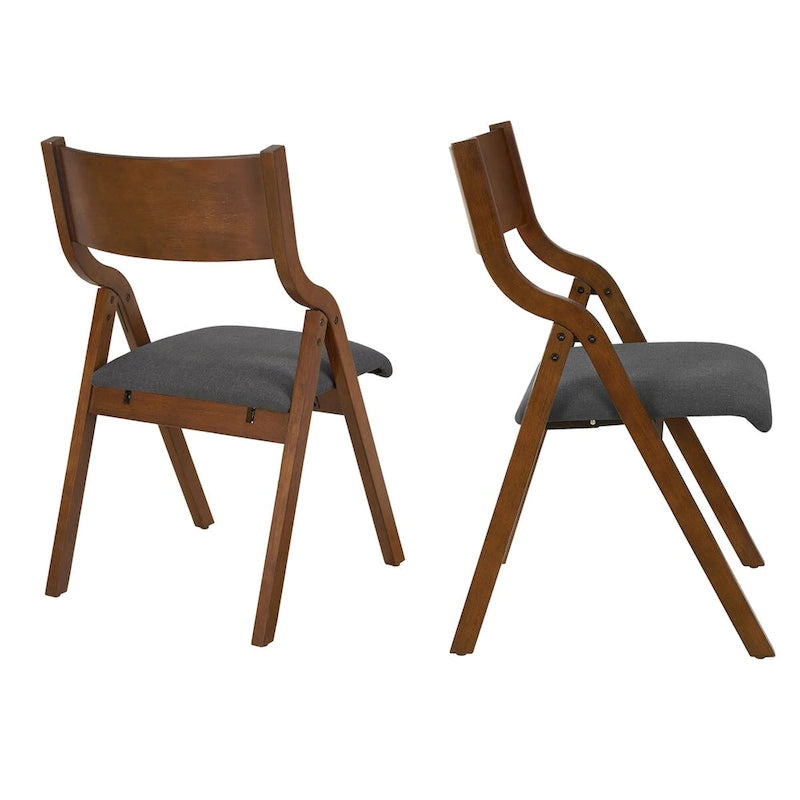 Sillas de comedor plegables tapizadas de 2 piezas, sillas de madera que ahorran espacio - Paquete de 2