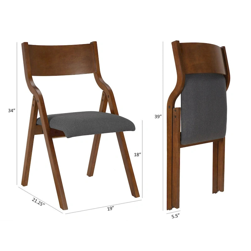 Sillas de comedor plegables tapizadas de 2 piezas, sillas de madera que ahorran espacio - Paquete de 2