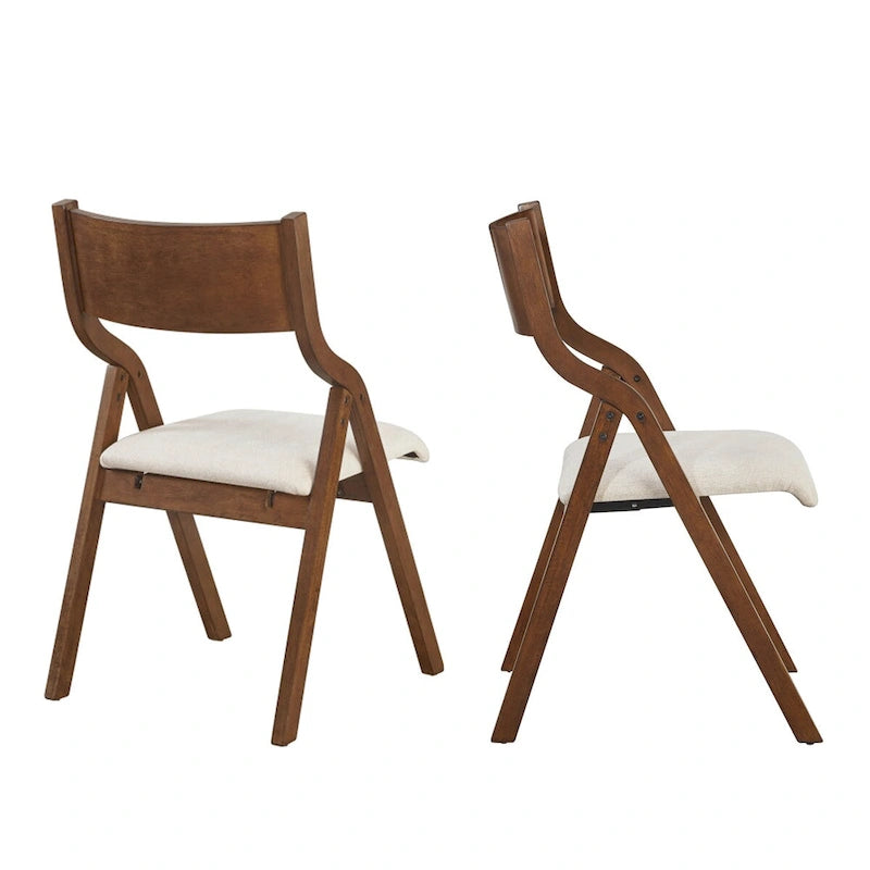 Sillas de comedor plegables tapizadas de 2 piezas, sillas de madera que ahorran espacio - Paquete de 2