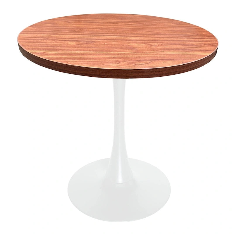 Mesa de comedor redonda Bristol 36 para 4 con tablero de MDF y base moderna de hierro blanco para cocina y comedor