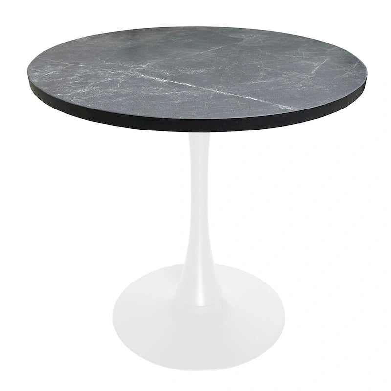 Mesa de comedor redonda Bristol 36 para 4 con tablero de MDF y base moderna de hierro blanco para cocina y comedor