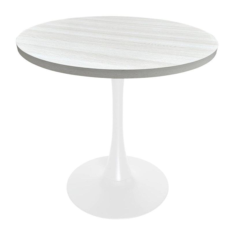 Mesa de comedor redonda Bristol 36 para 4 con tablero de MDF y base moderna de hierro blanco para cocina y comedor