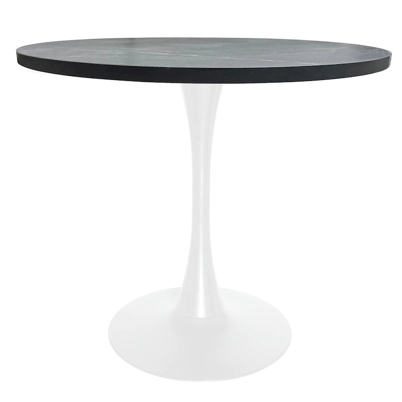Mesa de comedor redonda Bristol 36 para 4 con tablero de MDF y base moderna de hierro blanco para cocina y comedor