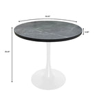 Mesa de comedor redonda Bristol 36 para 4 con tablero de MDF y base moderna de hierro blanco para cocina y comedor