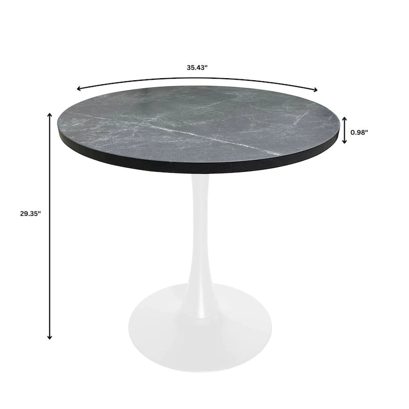 Mesa de comedor redonda Bristol 36 para 4 con tablero de MDF y base moderna de hierro blanco para cocina y comedor