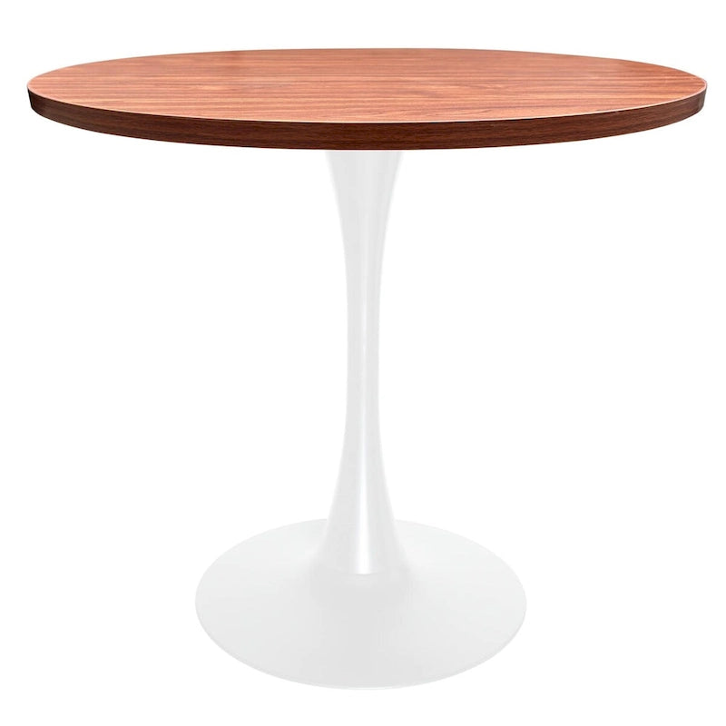 Mesa de comedor redonda Bristol 36 para 4 con tablero de MDF y base moderna de hierro blanco para cocina y comedor
