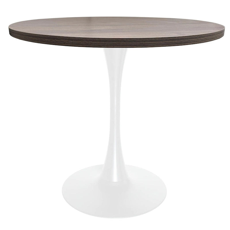 Mesa de comedor redonda Bristol 36 para 4 con tablero de MDF y base moderna de hierro blanco para cocina y comedor