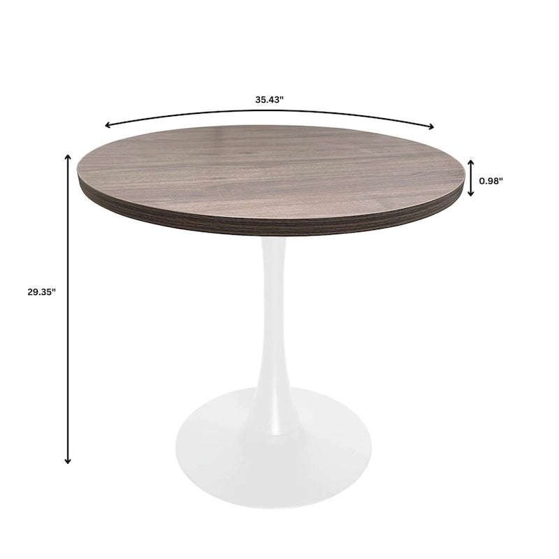 Mesa de comedor redonda Bristol 36 para 4 con tablero de MDF y base moderna de hierro blanco para cocina y comedor