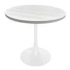 Mesa de comedor redonda Bristol 36 para 4 con tablero de MDF y base moderna de hierro blanco para cocina y comedor