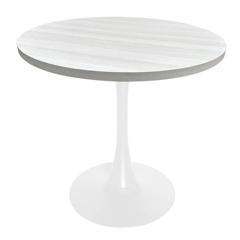 Mesa de comedor redonda Bristol 36 para 4 con tablero de MDF y base moderna de hierro blanco para cocina y comedor