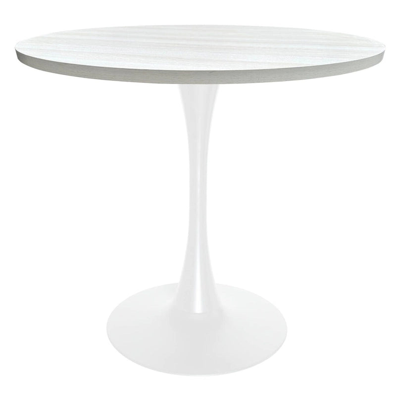 Mesa de comedor redonda Bristol 36 para 4 con tablero de MDF y base moderna de hierro blanco para cocina y comedor