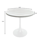 Mesa de comedor redonda Bristol 36 para 4 con tablero de MDF y base moderna de hierro blanco para cocina y comedor