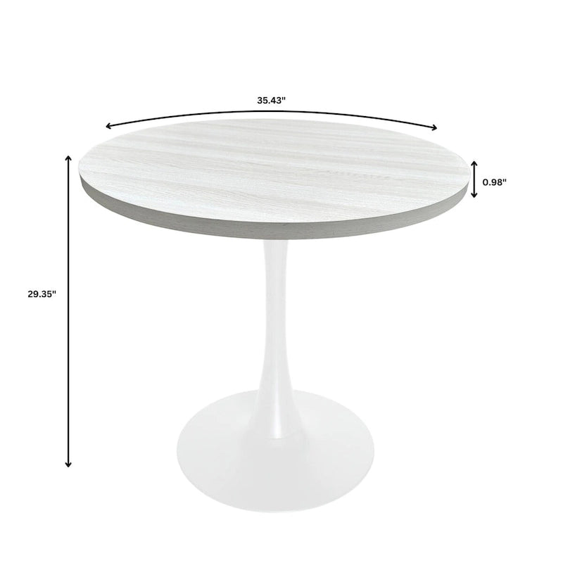 Mesa de comedor redonda Bristol 36 para 4 con tablero de MDF y base moderna de hierro blanco para cocina y comedor